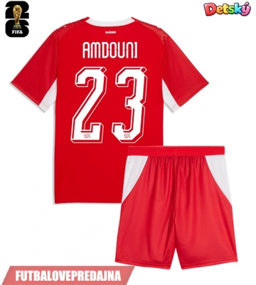 Lacne Dětský Futbalové dres Švajčiarsko Zeki Amdouni #23 MS 2026 Krátky Rukáv - Domáci (+ trenírky)